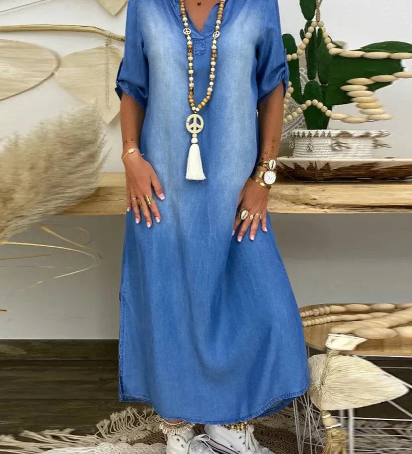 Ibiza - Maxi Denim Kleit