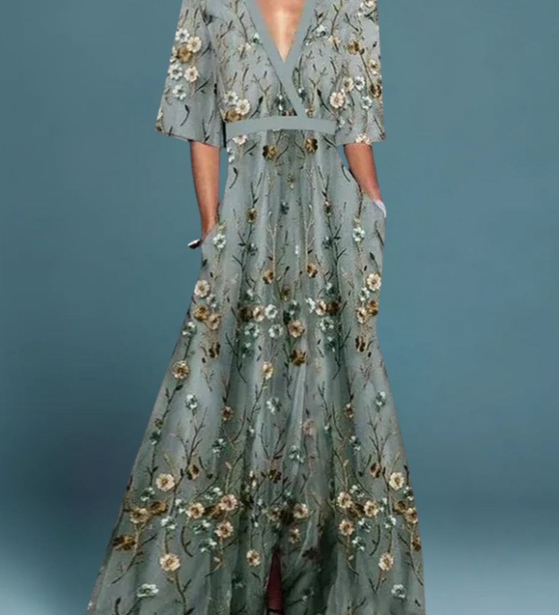 Rute - Elegantne lillemuster maxi kleit