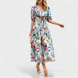 Clara - Elegantne Lilledes Midi Kleid