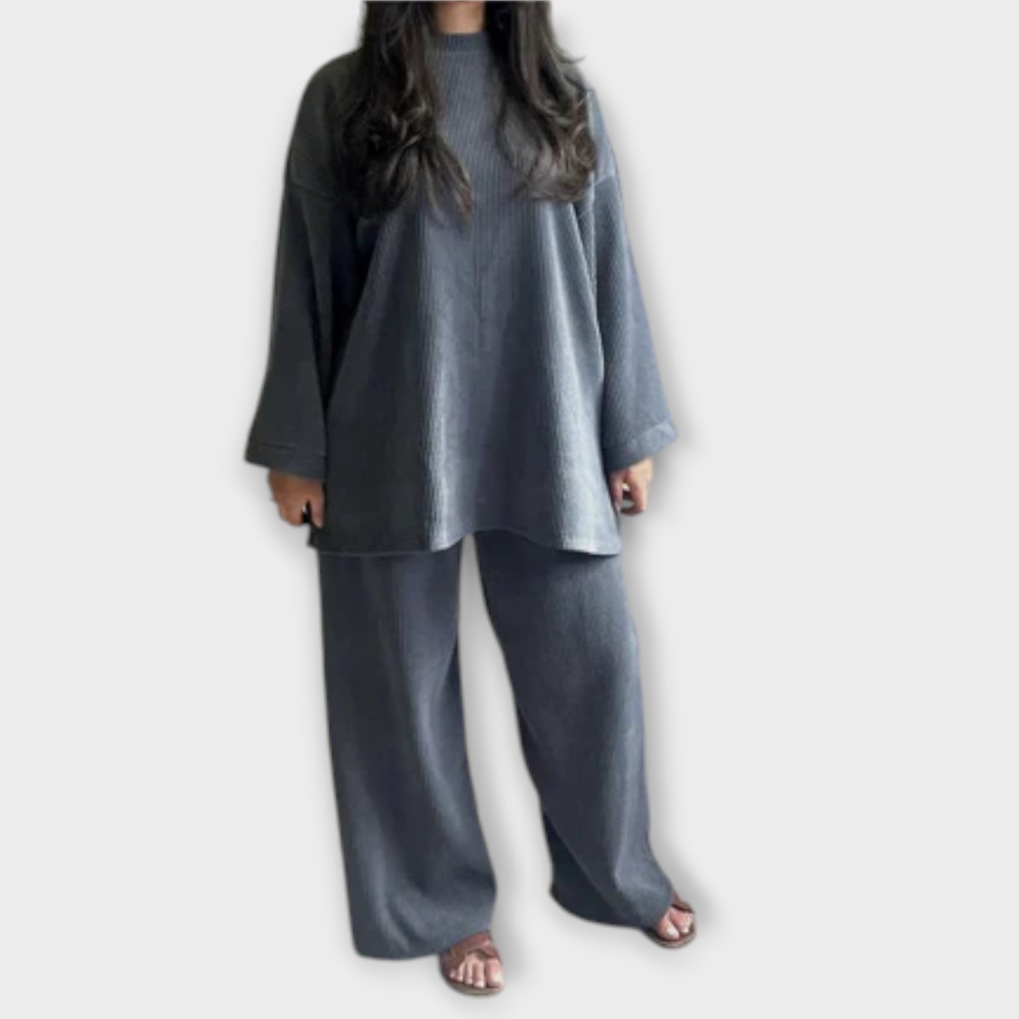 Ingrid - Plus Size Ribatud Komplekt